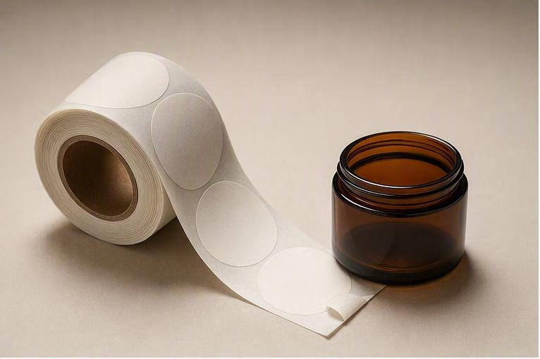Label roll showing dispensing orientation